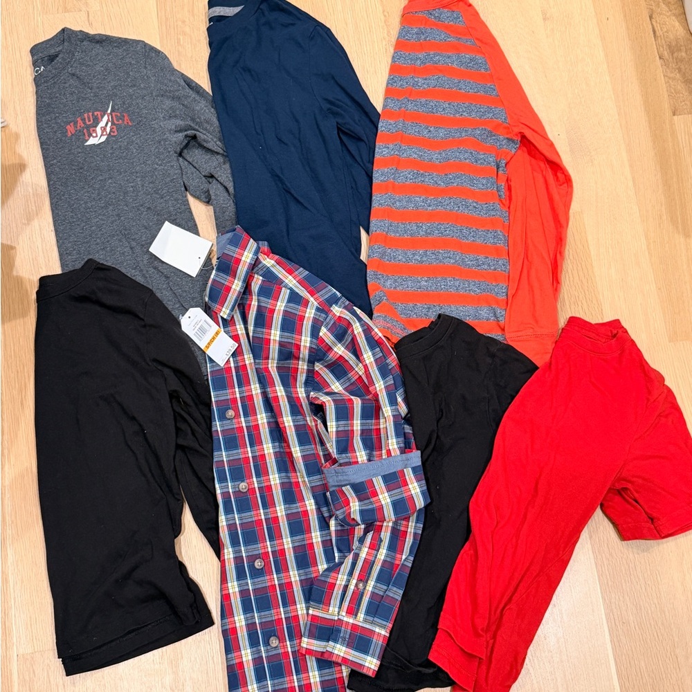 Nautica, Old Navy, Wonder Nation boys long & short sleeve shirt bundle size 7/8